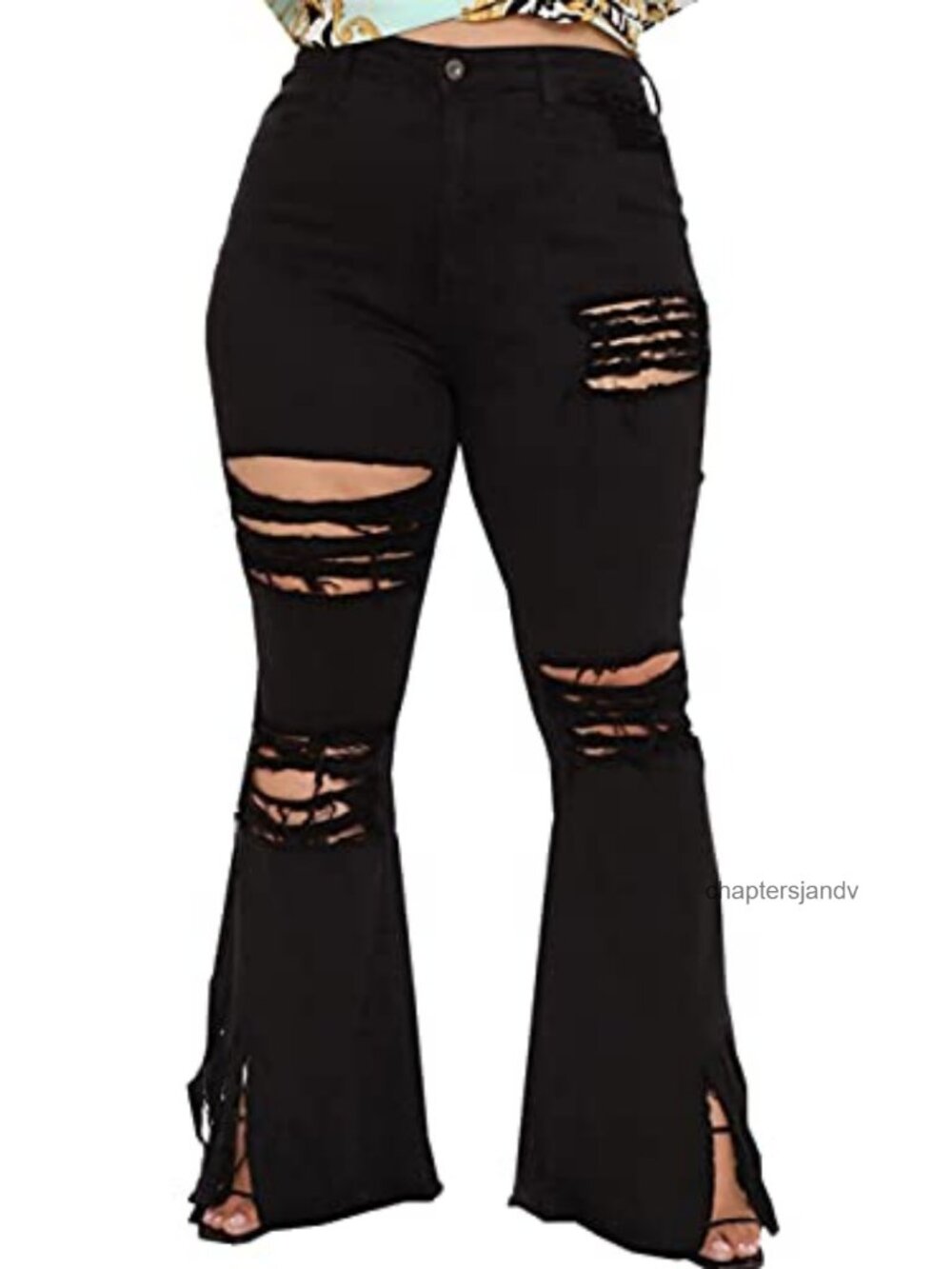 Plus Size High Waisted Flared Bell Bottom Jeans Women Stretch Denim Pants